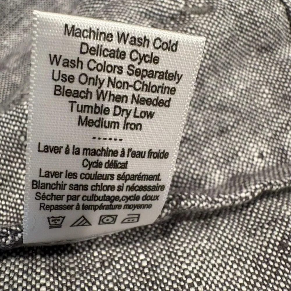 Coldwater Creek Blazer Womens Small Gray 100% Linen 3/4 Sleeve Two Button Jacket